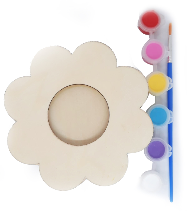 Color Your Own Wood Pen Holder Flower Shape With Set Of  Paint
