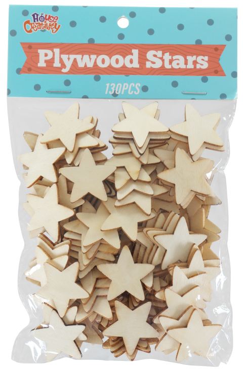 Set Of Wood Stars Shape 130Pcs