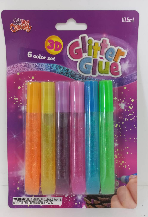 Glitter Glue 3D 6 Color Set 10.5Ml