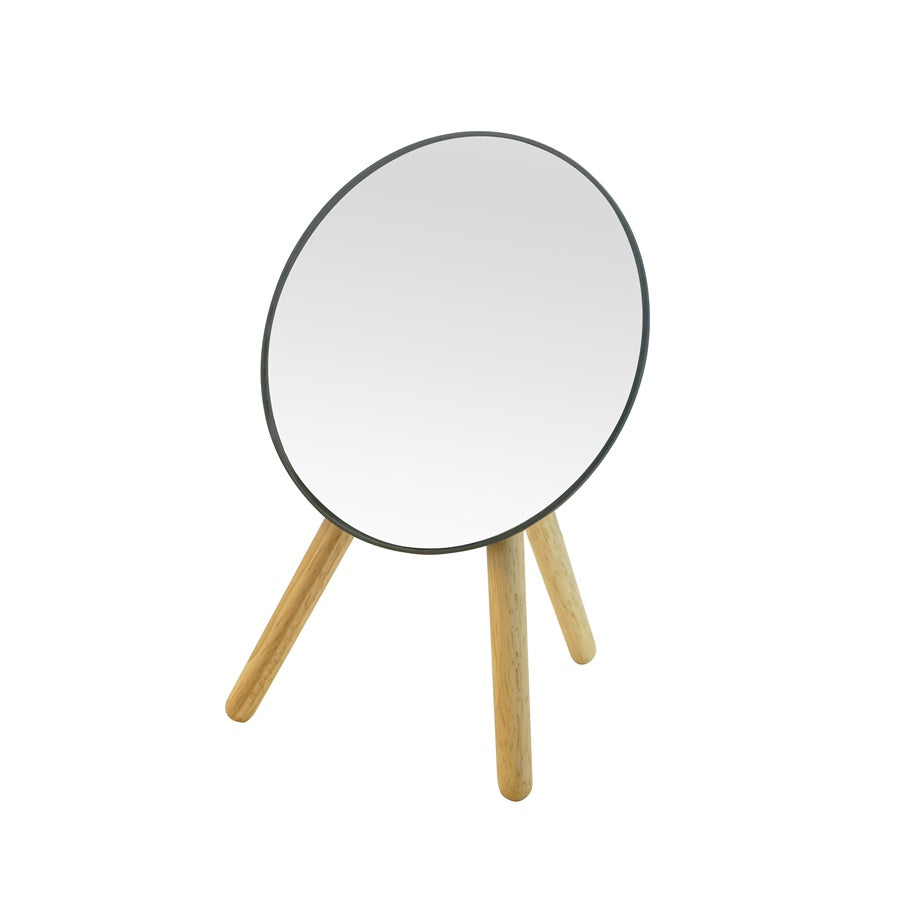 Round Mirror W/Wood Stand