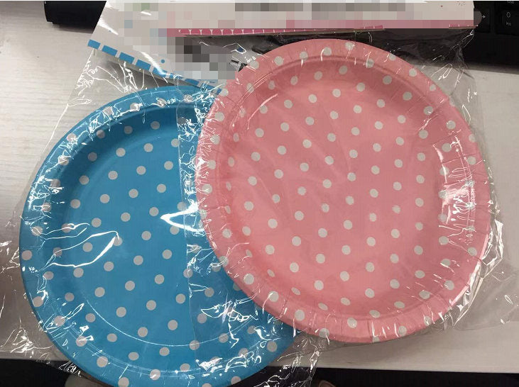 Party Dot Paper Plate 9" Blue 6/Pk