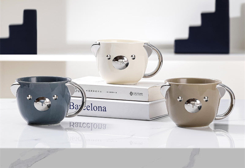 Ceramic Coffee Mug Bright Silver Earbear Assorted Colors