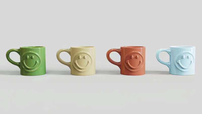 Ceramic Coffee Mug Smile Pattern Assorted Colors