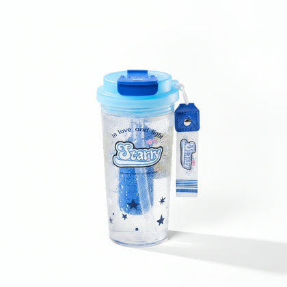 500Ml Crystal Jelly Theme Series Double Drink Coffee Cup/Blue