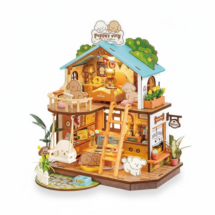DIY Miniature House Kit - Puppy's Cozy Villa 220 X 183 X 235 mm 230 pcs