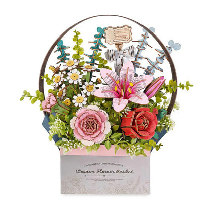 Diy 3D Puzzle Wooden Box Wooden Flower Basket 428 Pcs