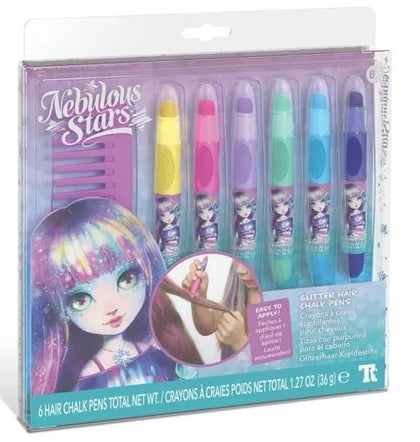 6 Hair Chalk Pens W/Brush Hair