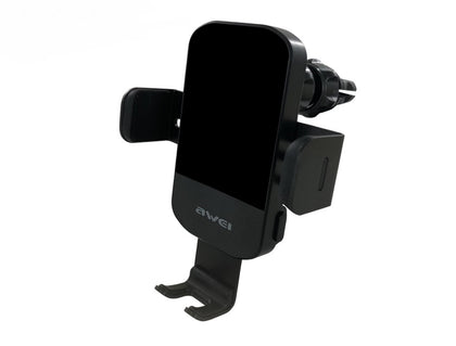 Car Air Vent Sensor Phone Holder With Qi Wireless Charger Black-Type-C Port