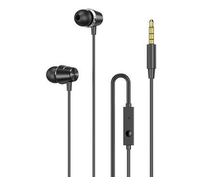 Noise Isolation Wired  Earphones With Microphone And Jack Port Black