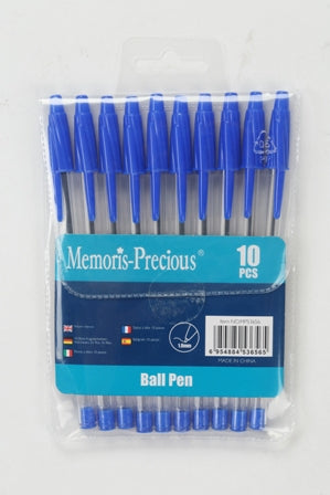 Ball Pens 10/Pk 1.0Mm Blue