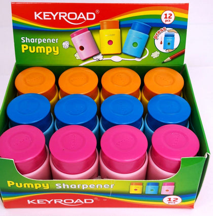 SHARPENER PUMPY PRESS BUTTON UP ASSORTED COLOR