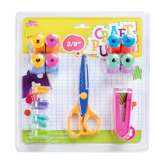 Craft Punch Set 3/8" -8 Shape Punchers -4 Embossing Shapes-Zig Zag Scissor
