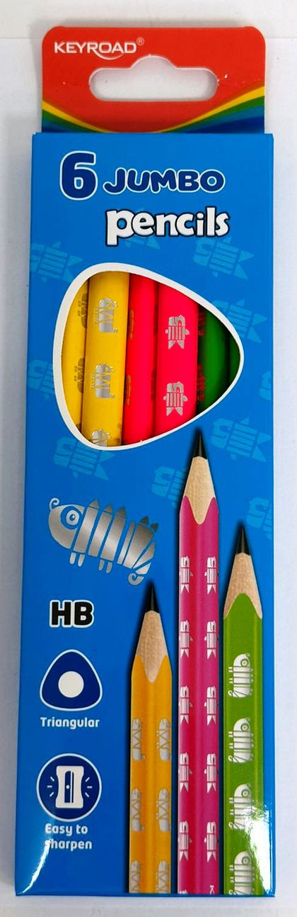 Jumbo Hb Pencil Assorted Color 6/Pk