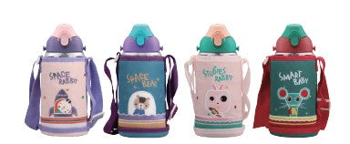 Plastic Water Bottle Kids Square Shape 450Ml Blue
