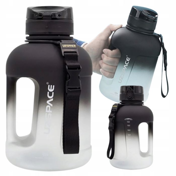 Plastic Water Bottle Z Shape Qallon 1700Ml Black And White