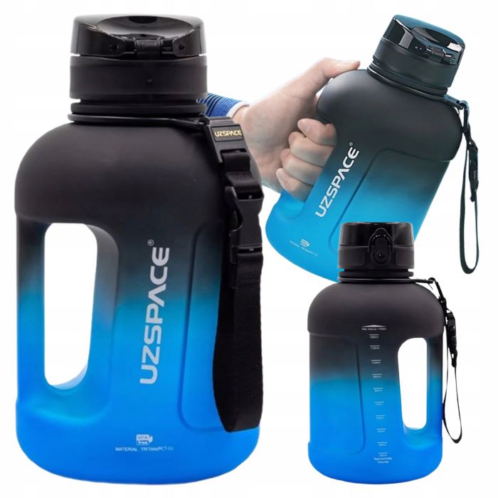 Plastic Water Bottle Z Shape Gallon 1700Ml Black And Blue