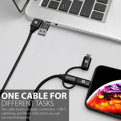 Charging and Data Cable 6 in 1 Multi Connector 1.2m Black