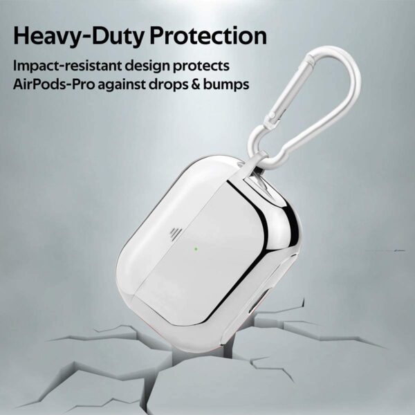 Secure Slim Silicon Airpod Pro Case With Quick-Snap Hook Silver