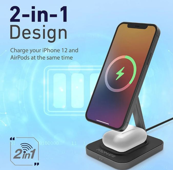 Magnetic Wireless Charger For Iphone 12 With Airpods Wireless Charger Grey