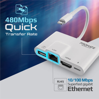 4 In 1 Lightning Hub With Lightning Connector White