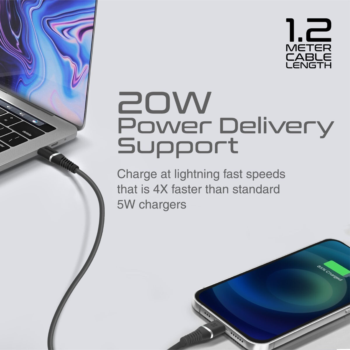 Cable Charger Type-C To To Lightning Black