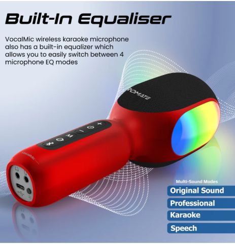 5 In 1 Wireless Bt Portable Karaoke Microphone With Dynamic Rgb Lights