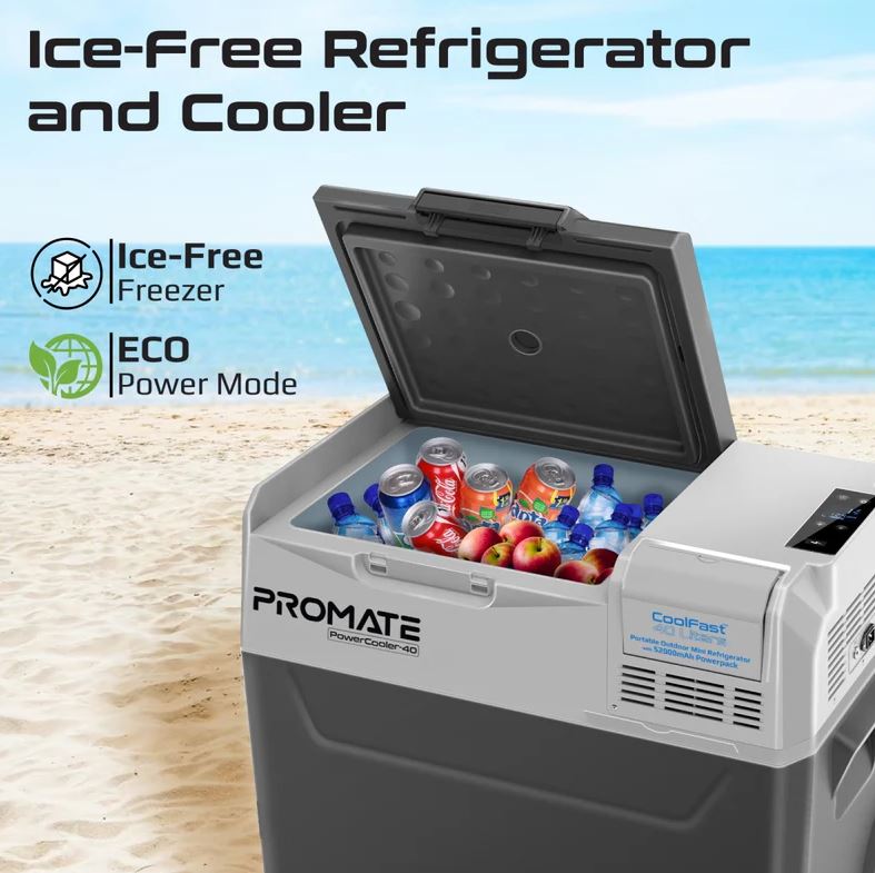 40L Outdoor Mini Fridge with Battery, Wheels &amp; Solar Charge