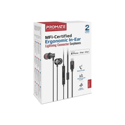 Ergonomic In-Ear Earphones Lightning Connector Black