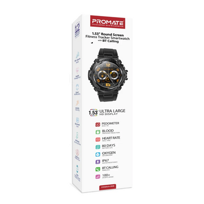 Fitness Tracker Smartwatch With Bt Calling 1.53" Round Screen Black