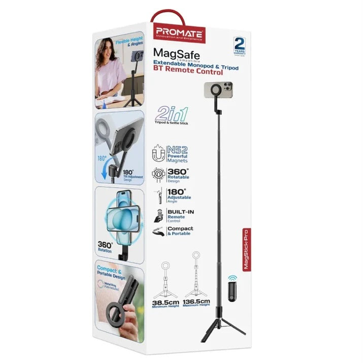 Extendable Monopod &amp; Tripod Bt Remote Control Black