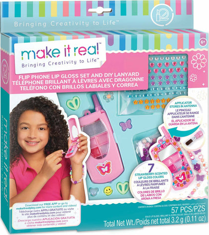 Flip Phone Lip Gloss Set & DIY Lanyard 57Pcs