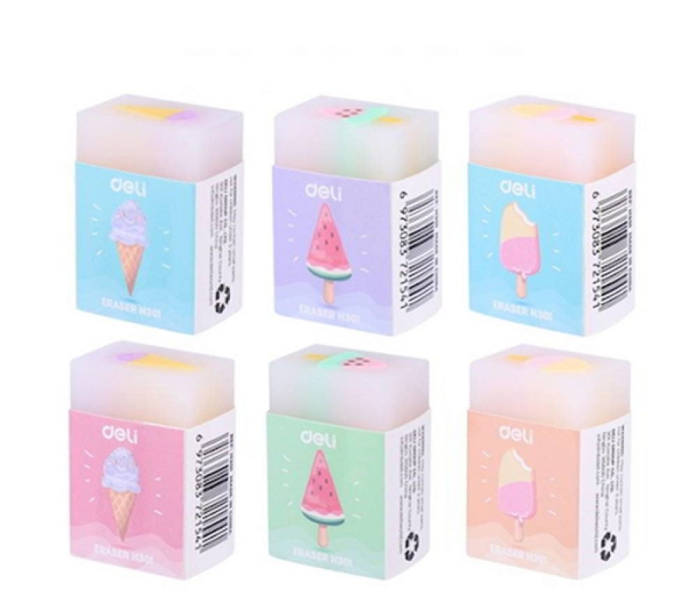 Eraser 38X25X17Mm 3 Ice Cream Patterns