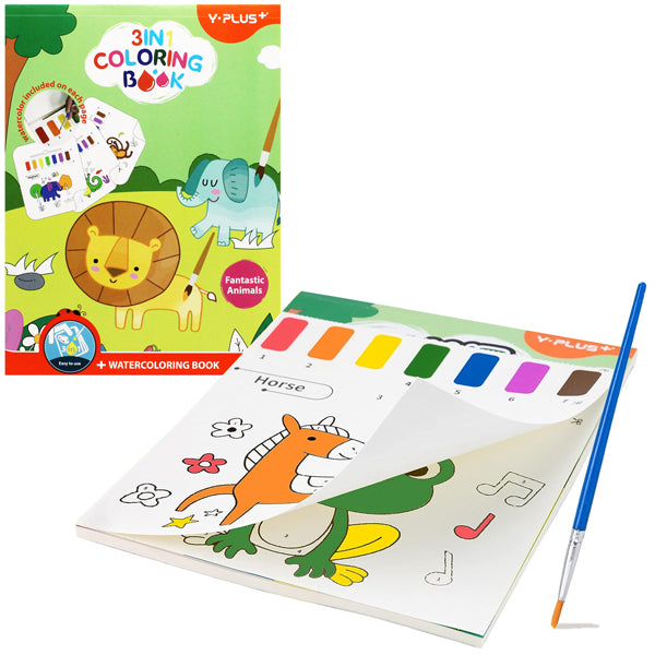 3 In 1 Fantastic Animals Water Coloring Book