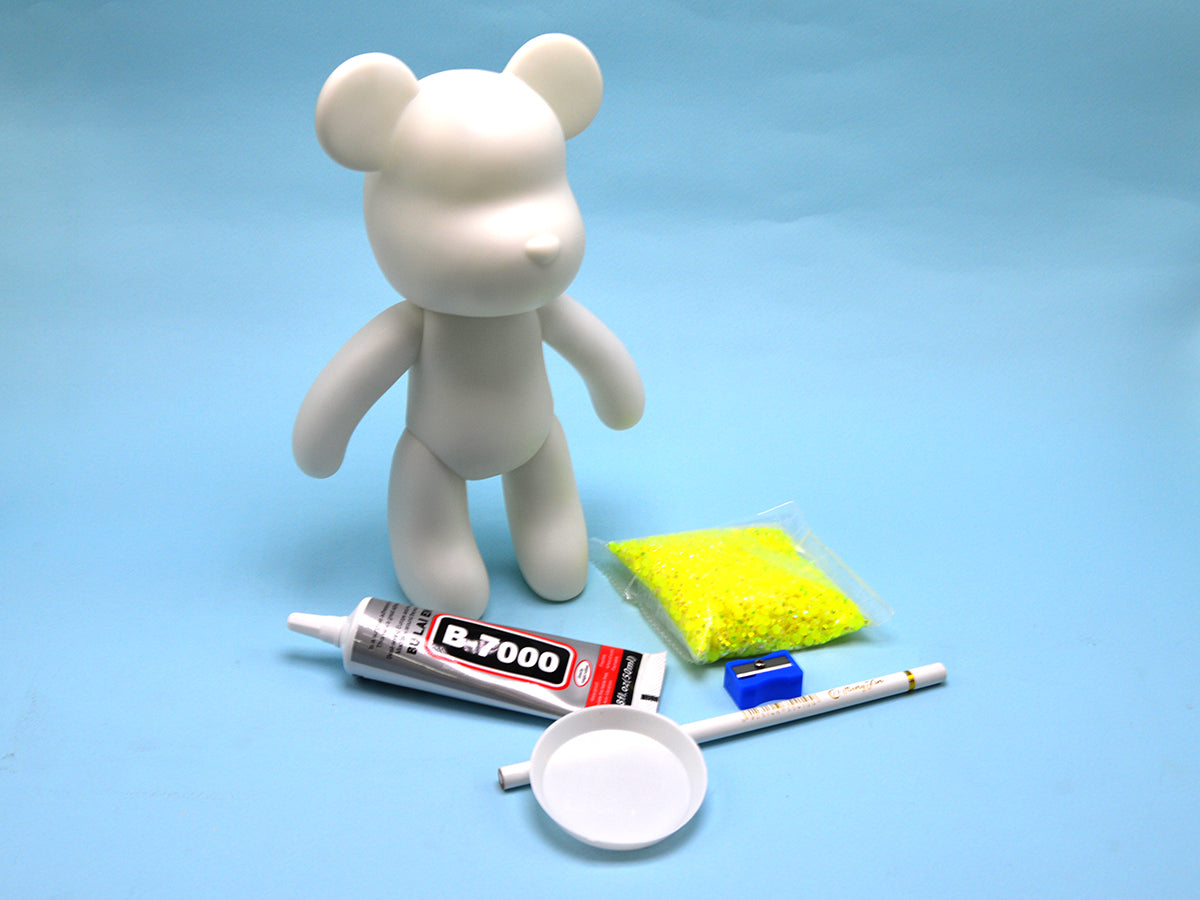 Plastic Diamond Bear 22.5cm BL/Pk/GR/YL