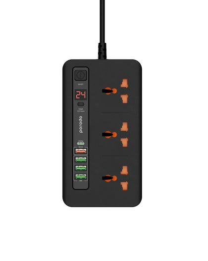 3 Ac 4 Usb-A & Usb-C Pd 20W Multi-Port Super Hub 2M Uk - Black