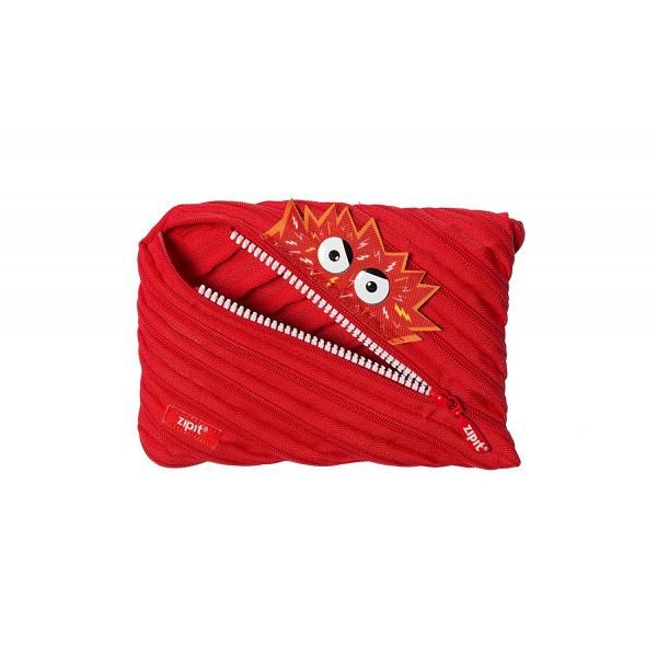 Pencil Case Jumbo Angry Talking Monster Dark Red