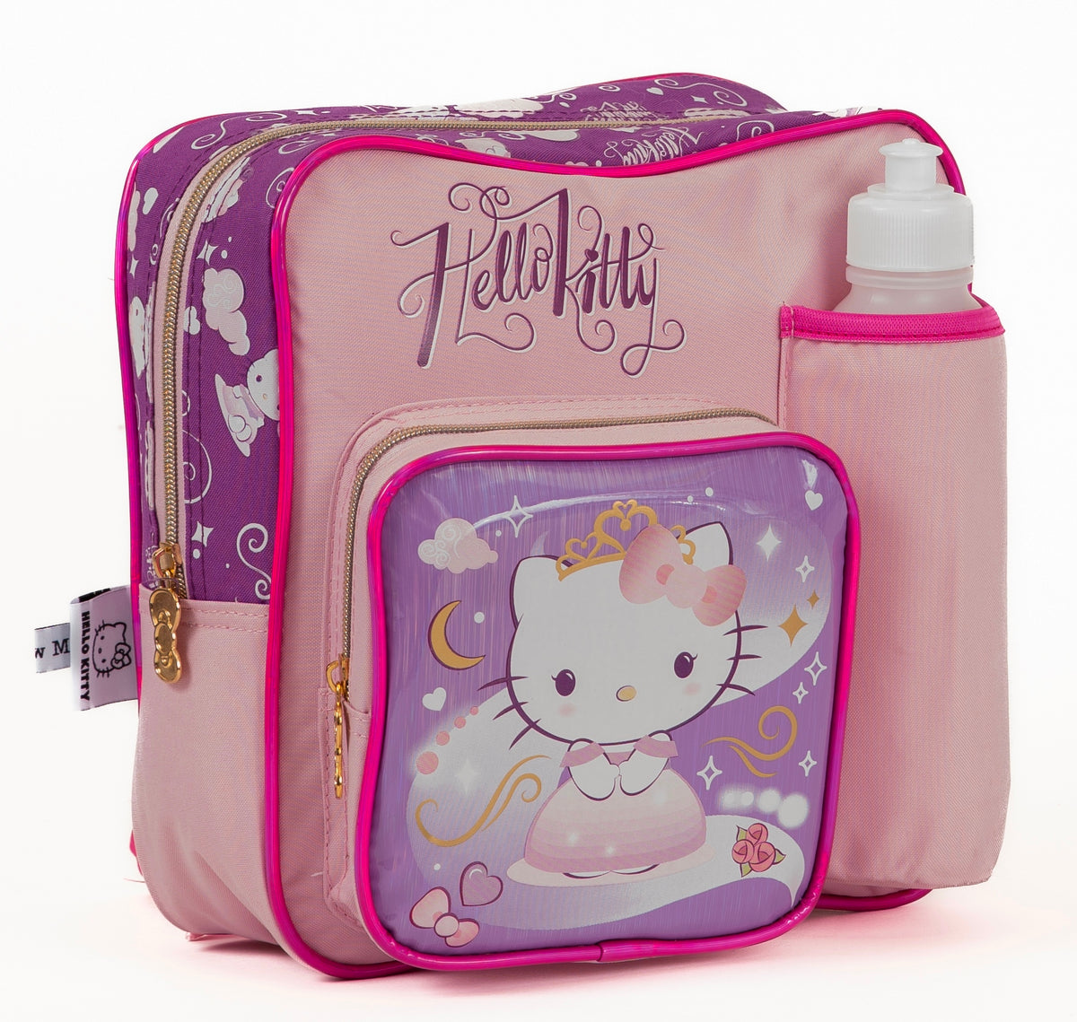 Kinder Backpack With Water Bottle, Lunch Box And Fork&amp;Spoon 11"Hello Kitty