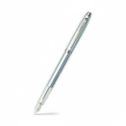 Fountain Pen Brushed Chrome with Chrome Trims Fine Nib Sheaffer 100 E9306