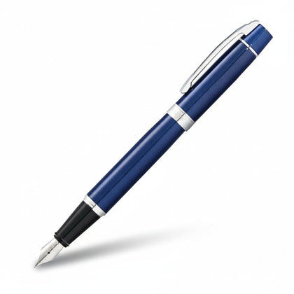 Fountain Pen Glossy Blue with Chrome Trims Medium Nib Sheaffer 300 E9341