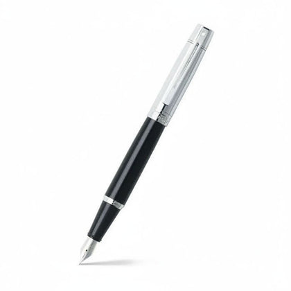 Fountain Pen Glossy Black and Chrome with Chrome Trims Fine Nib Sheaffer 300 E9314