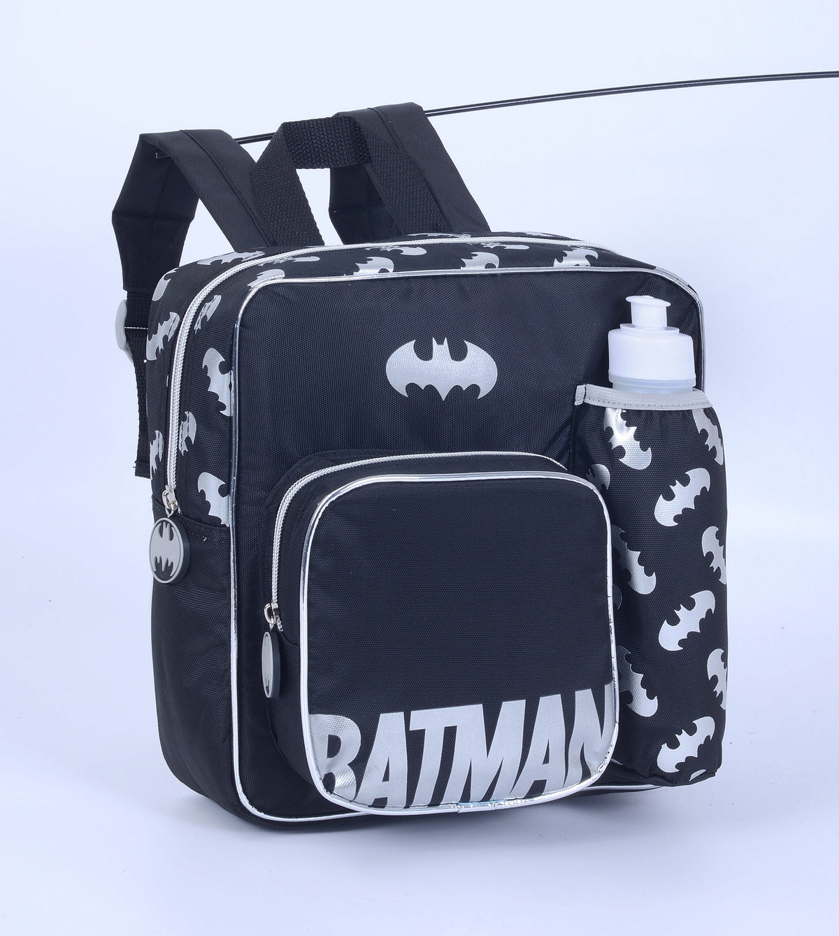 Backpack Insulated with Water Bottle, Lunch Box and Fork&amp;Spoon 11" Batman