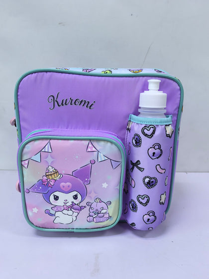 Backpack Insulated with Water Bottle, Lunch Box and Fork&Spoon 11" Kuromi