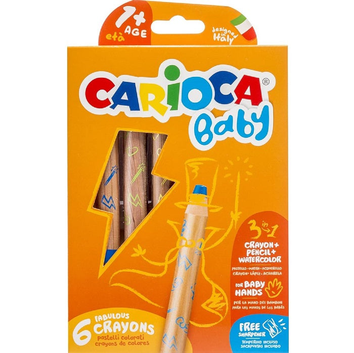 Baby 3 In 1 Coloring Crayons 6/Pack