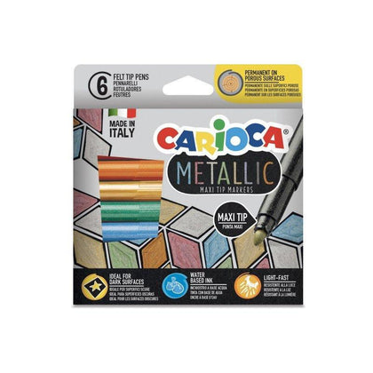 Fiber Tip Pens Metallic Maxi Markers Box 6/Pack
