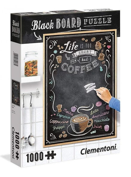 1000pcs Coffee Theme Puzzle, Black Board Style, Adult Jigsaw