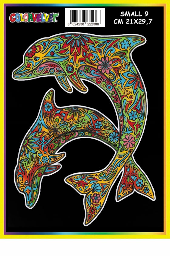 Coloring Velvet Small Picture A4 (Dolphin) W/Coloring Pens