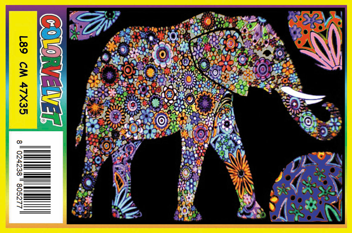 Coloring Velvet Large Picture A3 (Elephant) W/Coloring Pens
