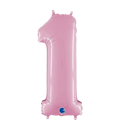 Balloon Number 1 Pastel Pink 26 inch