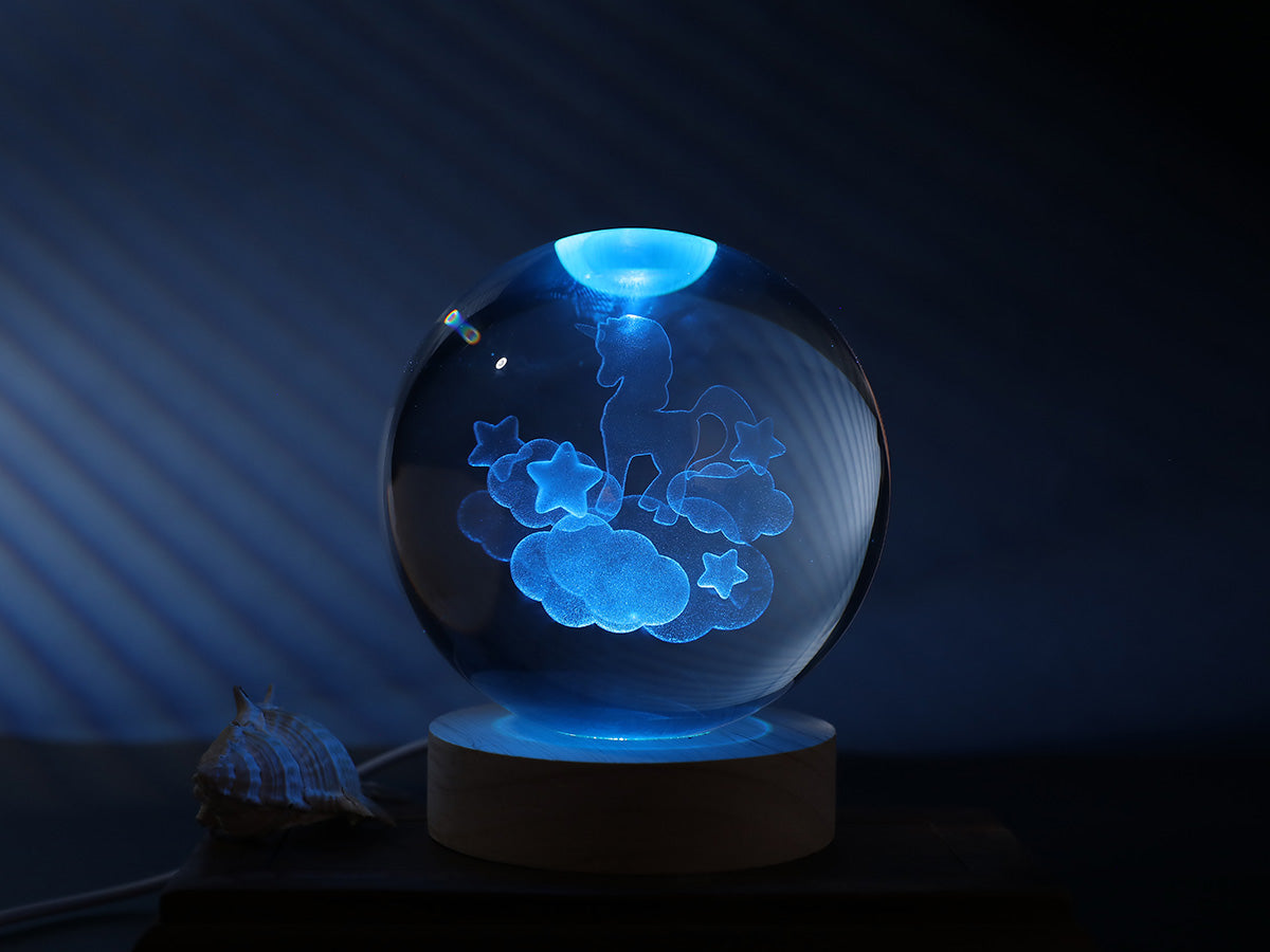 Crystal Ball Lamp Large Unicorn