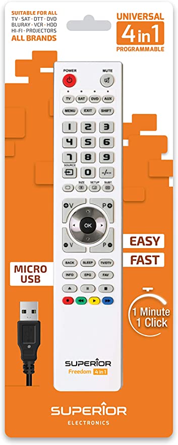 4In 1 Universal Tv Programmable Remote Control White